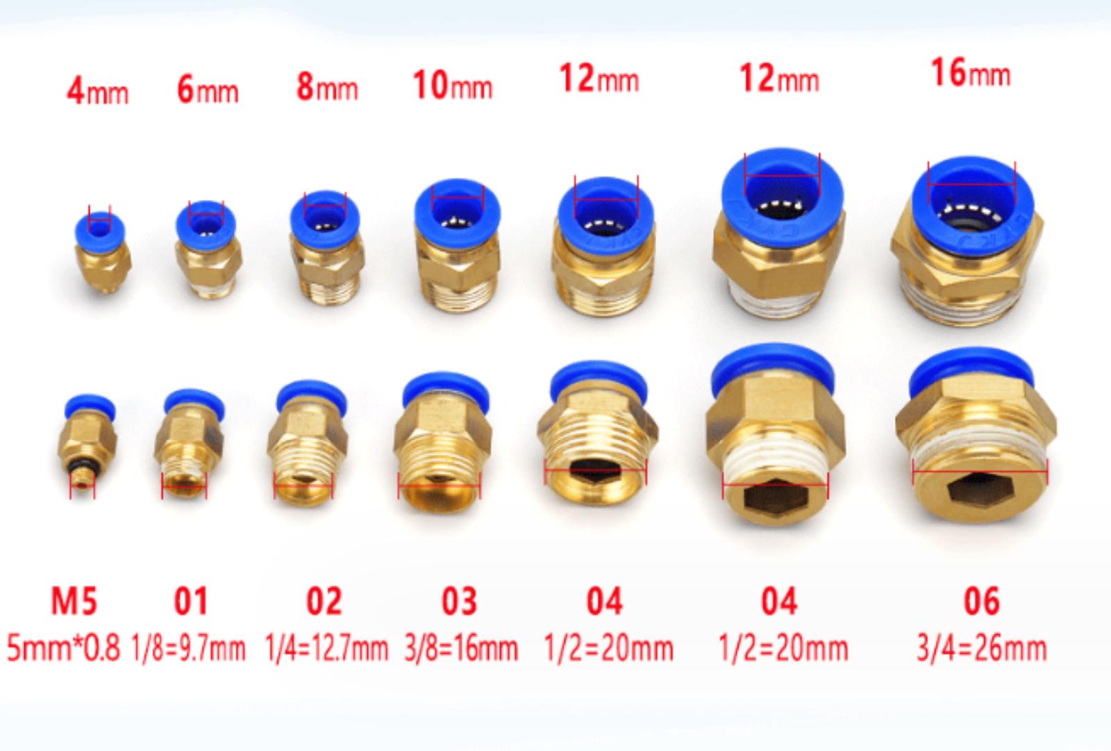 10x هوائي 6 مللي متر أنبوب X 1/8 "NPT ذكر موصل دفع في الهواء توصيل المناسب