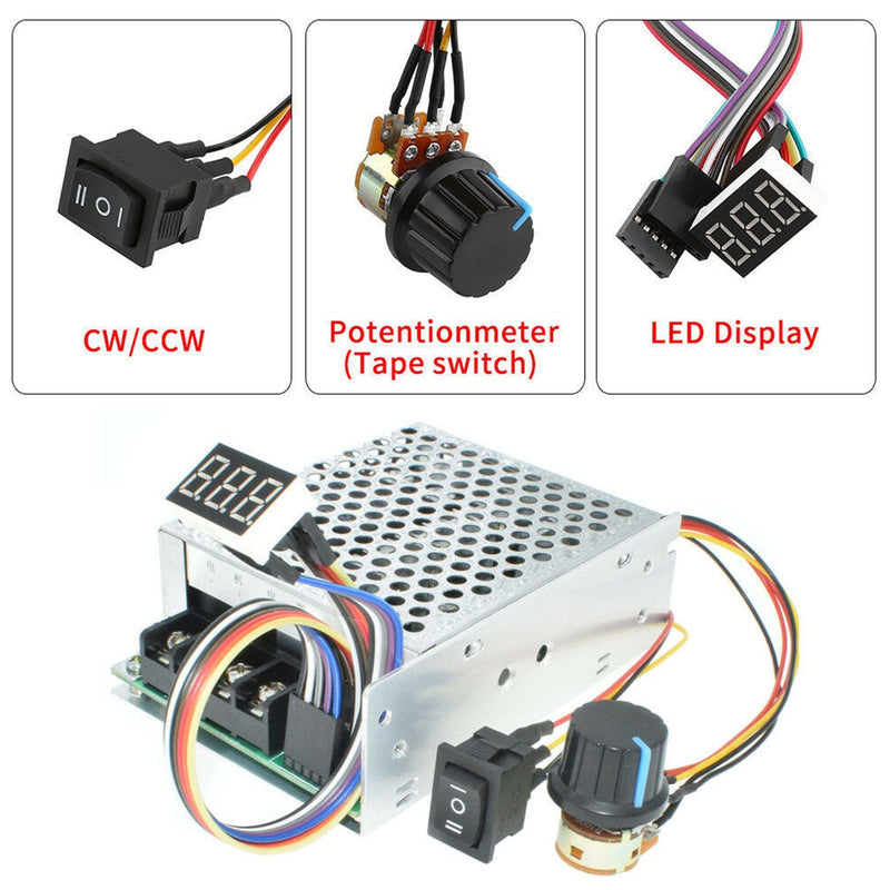 DC 12V 24V 36V 40A PWM Motor Speed Controller CW CCW Revesible Switch Regulator