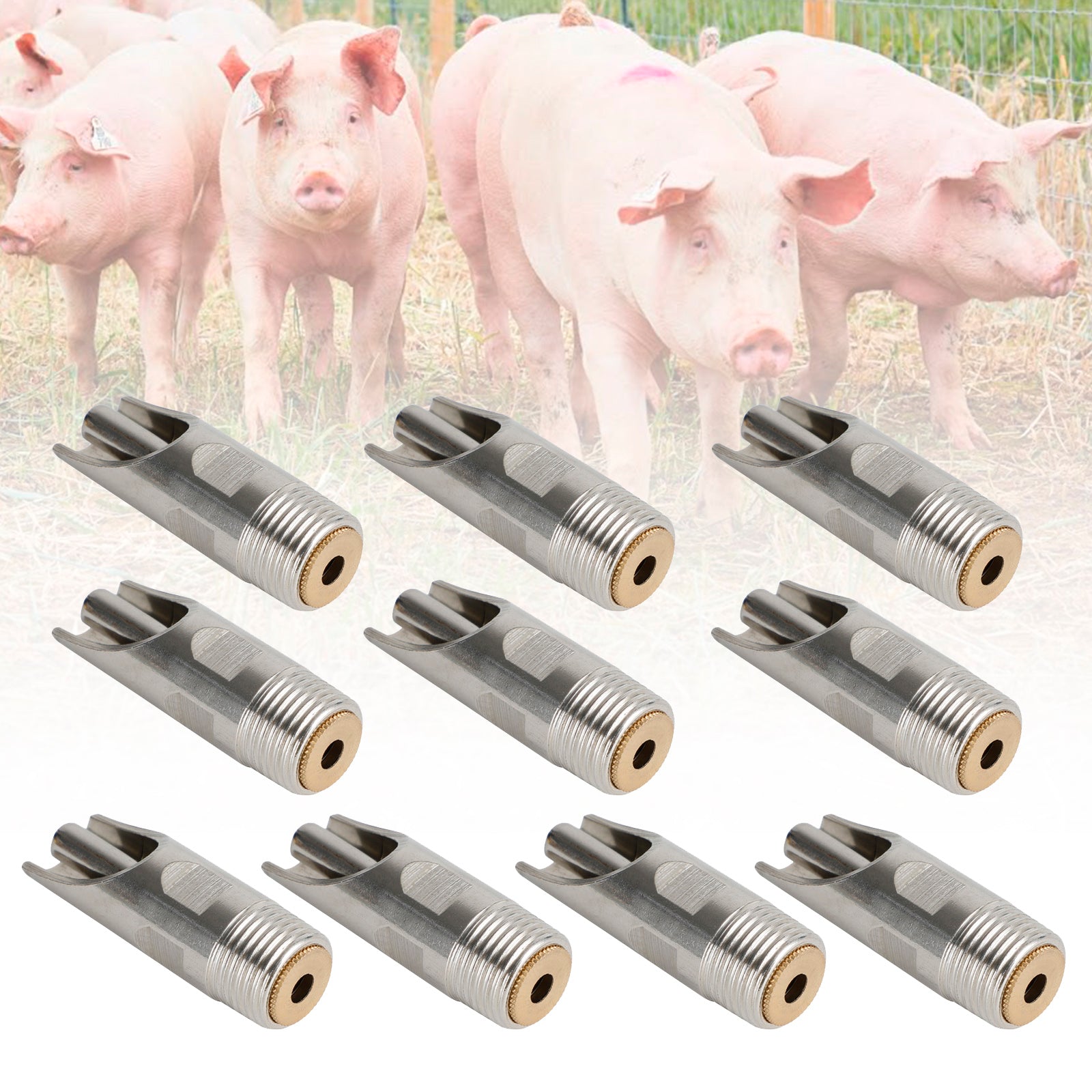 10Pc 1/2" Npt Pig Hog Nipple Drinker Automatic Waterer Feeder Stainless Steel Fedex Express