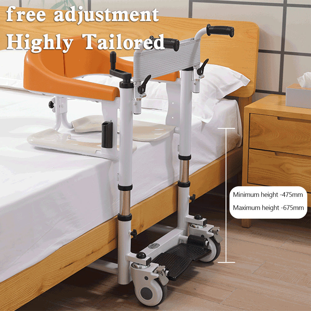 Four-in-one Multi-Function Patient Chair Transferred Lift Wheelchair lift Chair w/180° Split Seat and Bedpan 440 lb, 360° Flexible Steering Lift Chair Transfer Chair