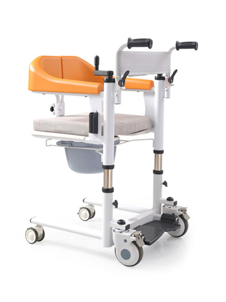 Split-Seat Transfer Wheelchair with Bedpan – 180° Swivel, 440 lb Weight Limit