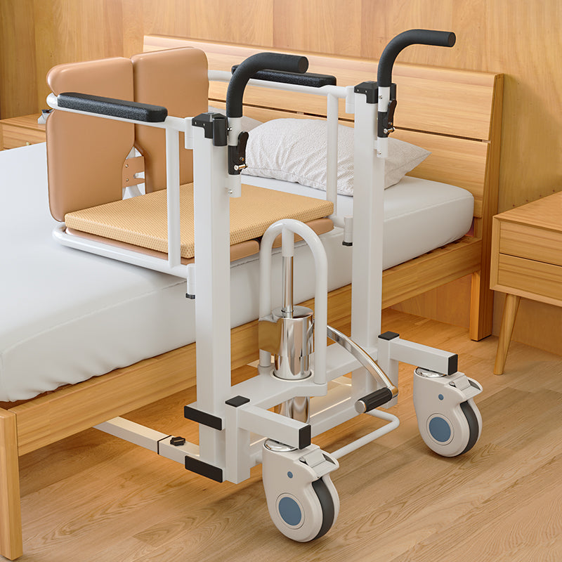 Silla para pacientes Silla de ruedas con elevación hidráulica transferida con asiento y mesa divididos en 180°