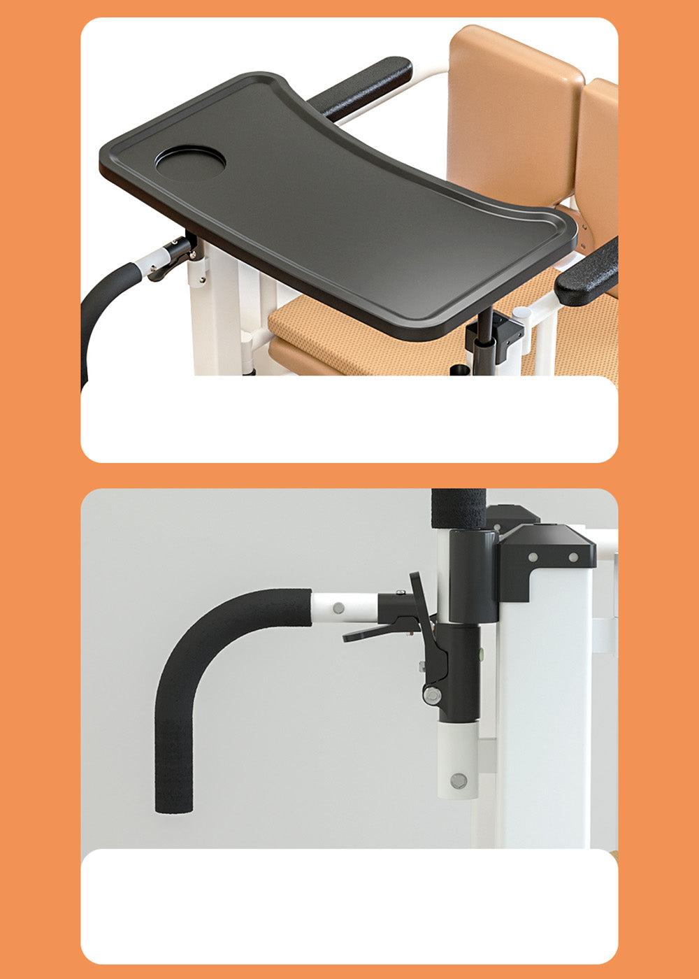 Silla para pacientes Silla de ruedas con elevación hidráulica transferida con asiento y mesa divididos en 180°