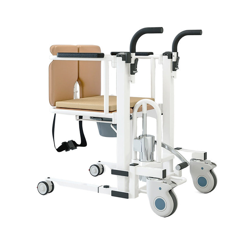 Silla para pacientes Silla de ruedas con elevación hidráulica transferida con asiento y mesa divididos en 180°