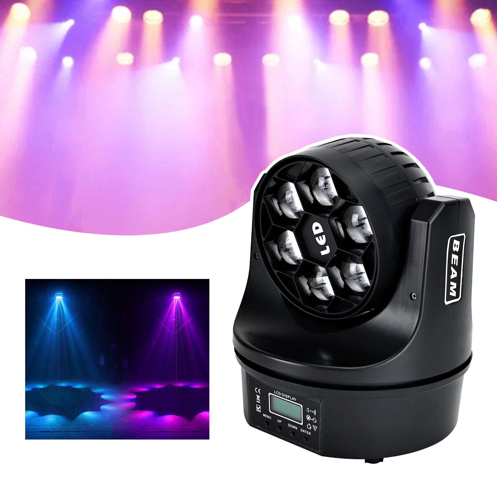 6*15W Bee Eyes LED RGBW Beam Moving Head Disco DJ Party Effect Stage Light