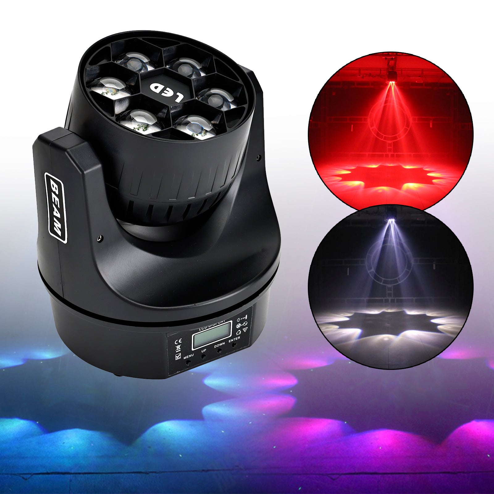 6*15W Bee Eyes LED RGBW Beam Moving Head Disco DJ Party Effect Stage Light