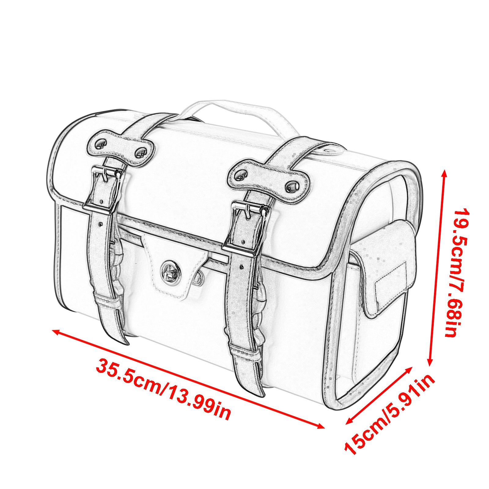 Universal Saddlebag Side Storage Bag Pannier Luggage Pu For Motorcycle Black