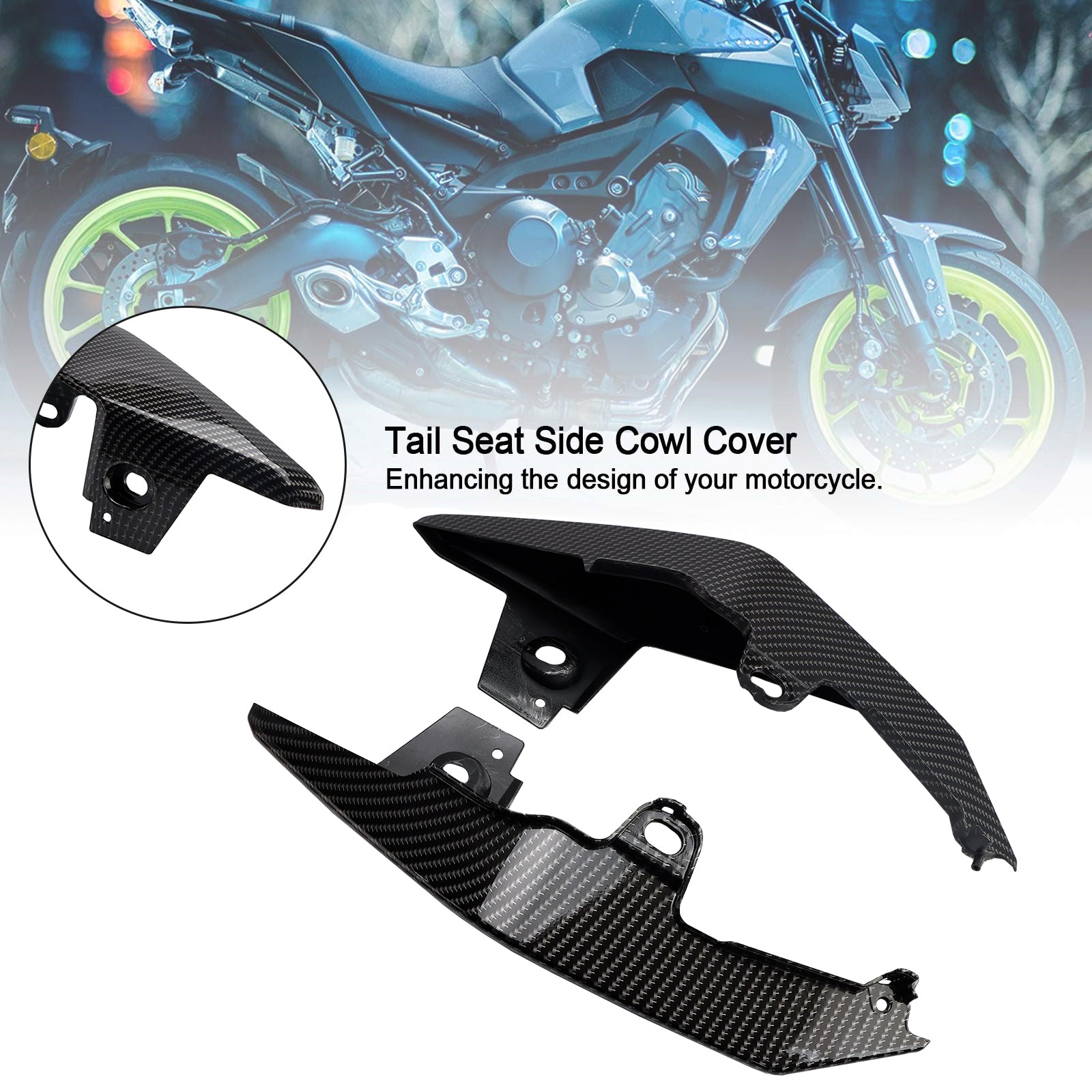 Carenado de cubierta lateral de asiento trasero de carbono para Yamaha MT-09 FZ09 2017-2021 genérico