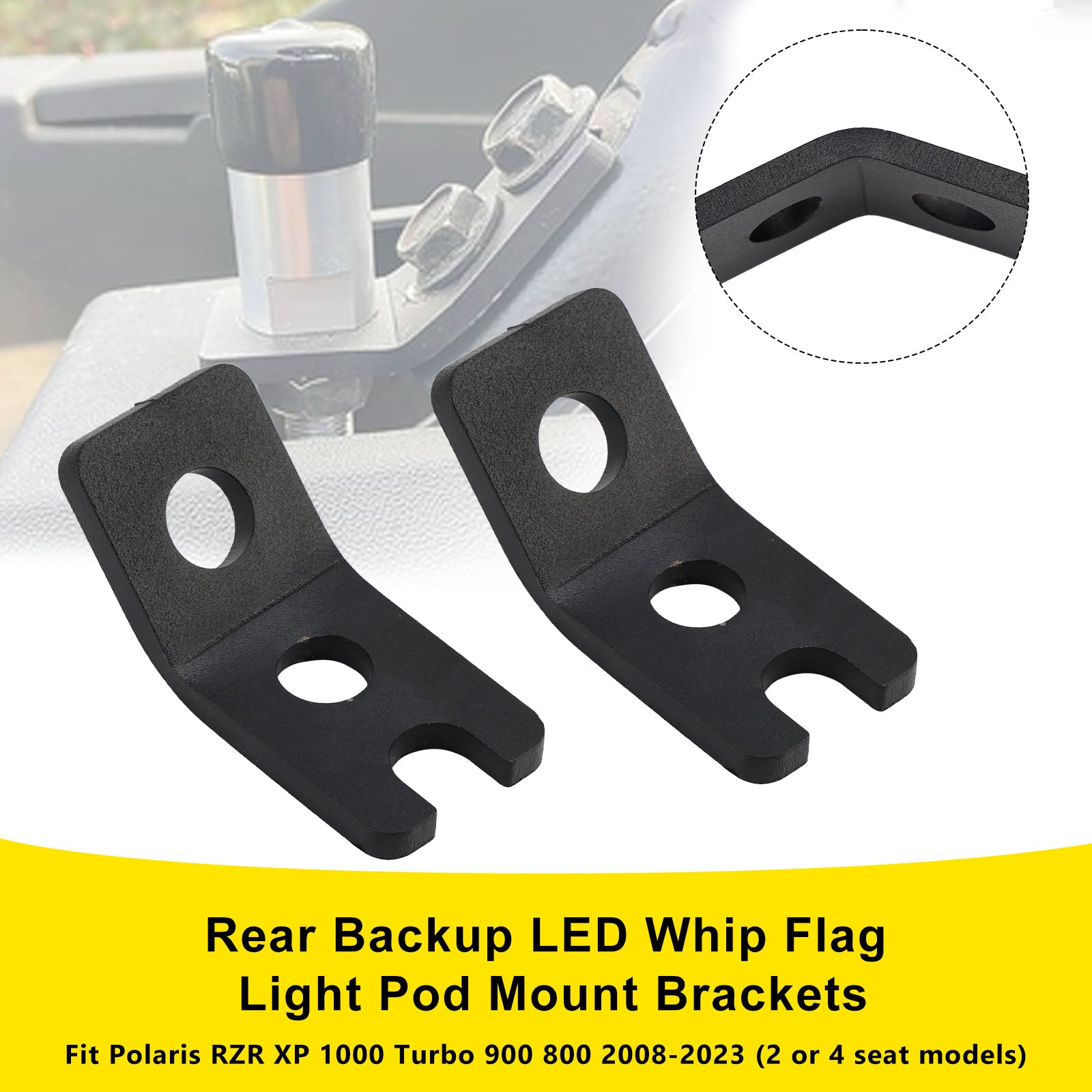Rear Backup LED Whip Flag Light Pod Mount Brackets For Polaris RZR XP 1000 900
