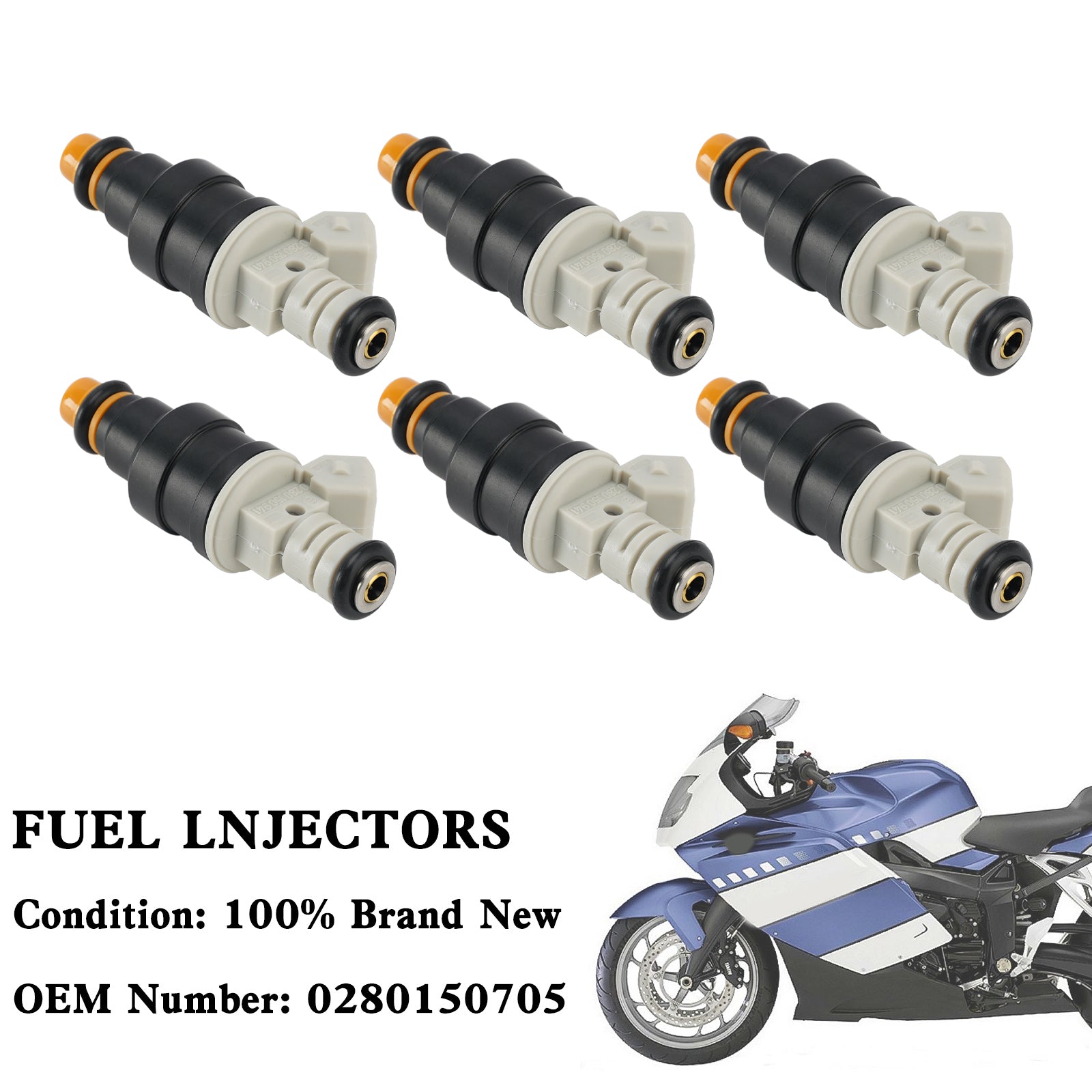 6 uds inyector de combustible para motocicleta 0280150705 para BMW K1 K100 K1100 K1200 RS LT GT