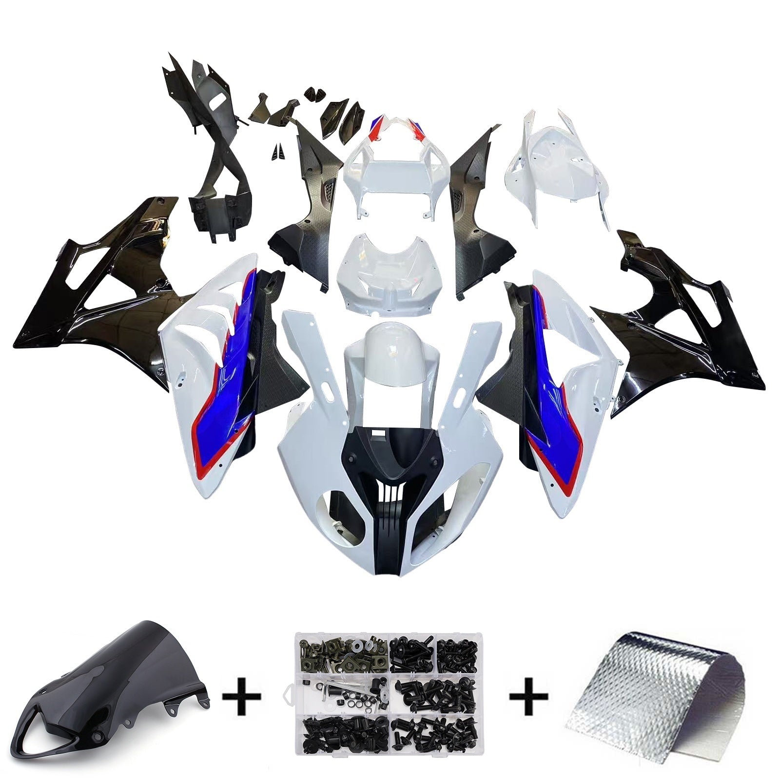 Fairings for 2009-2014 BMW S1000RR White Blue SRR  Generic