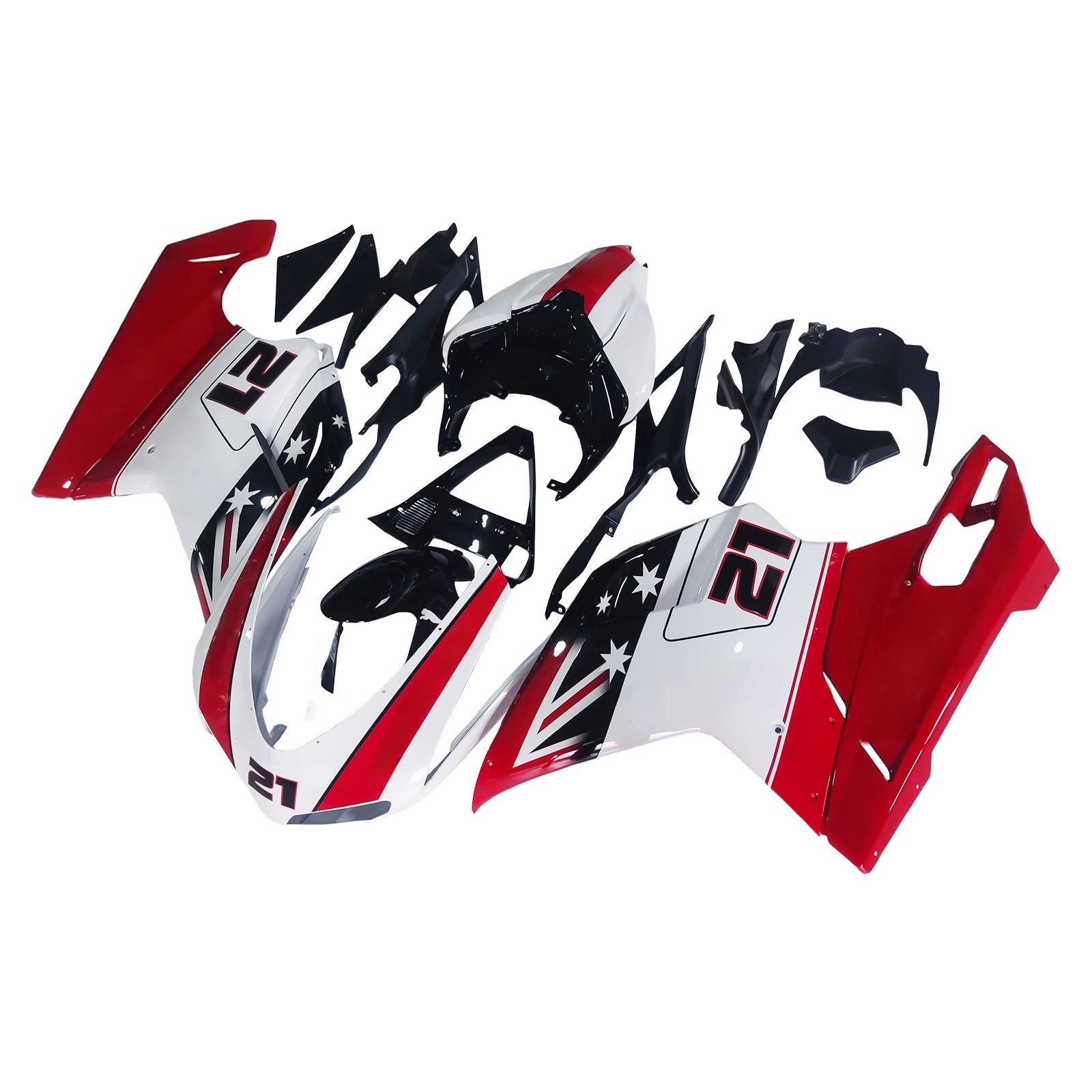Fairings for 2007-2012 Ducati 1098 1198 848 Red & White Xerox No.21  Generic