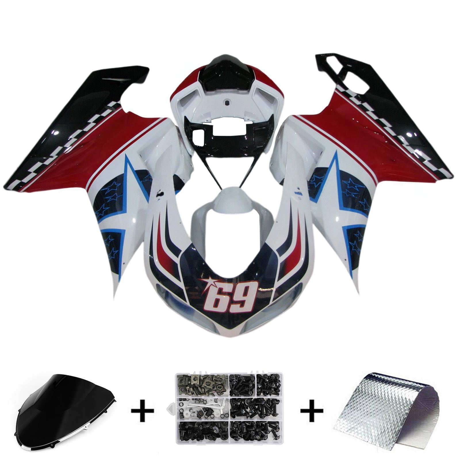 Ducati 1098 1198 848 2007-2011 Fairing Kit Bodywork ABS