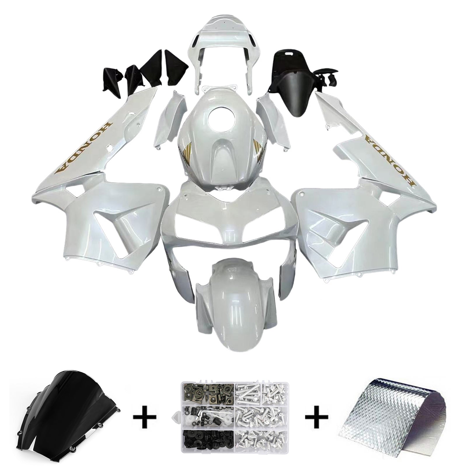 Fairings 2003-2004 Honda CBR 600 RR أبيض معدني Honda Generic