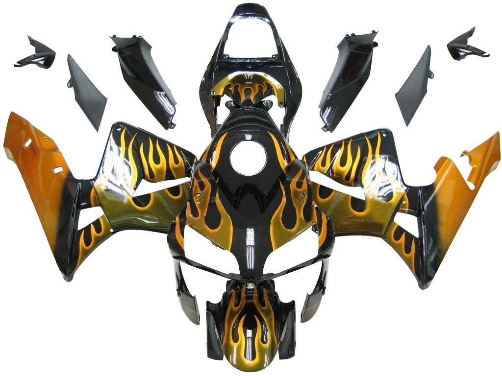 Fairings 2003-2004 Honda CBR 600 RR Black & Gold Flame Generic