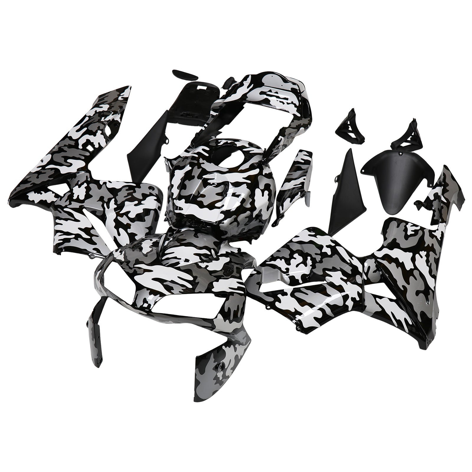 Fairings 2003-2004 Honda CBR 600 RR Blk Wht Silver Camouflage  Generic