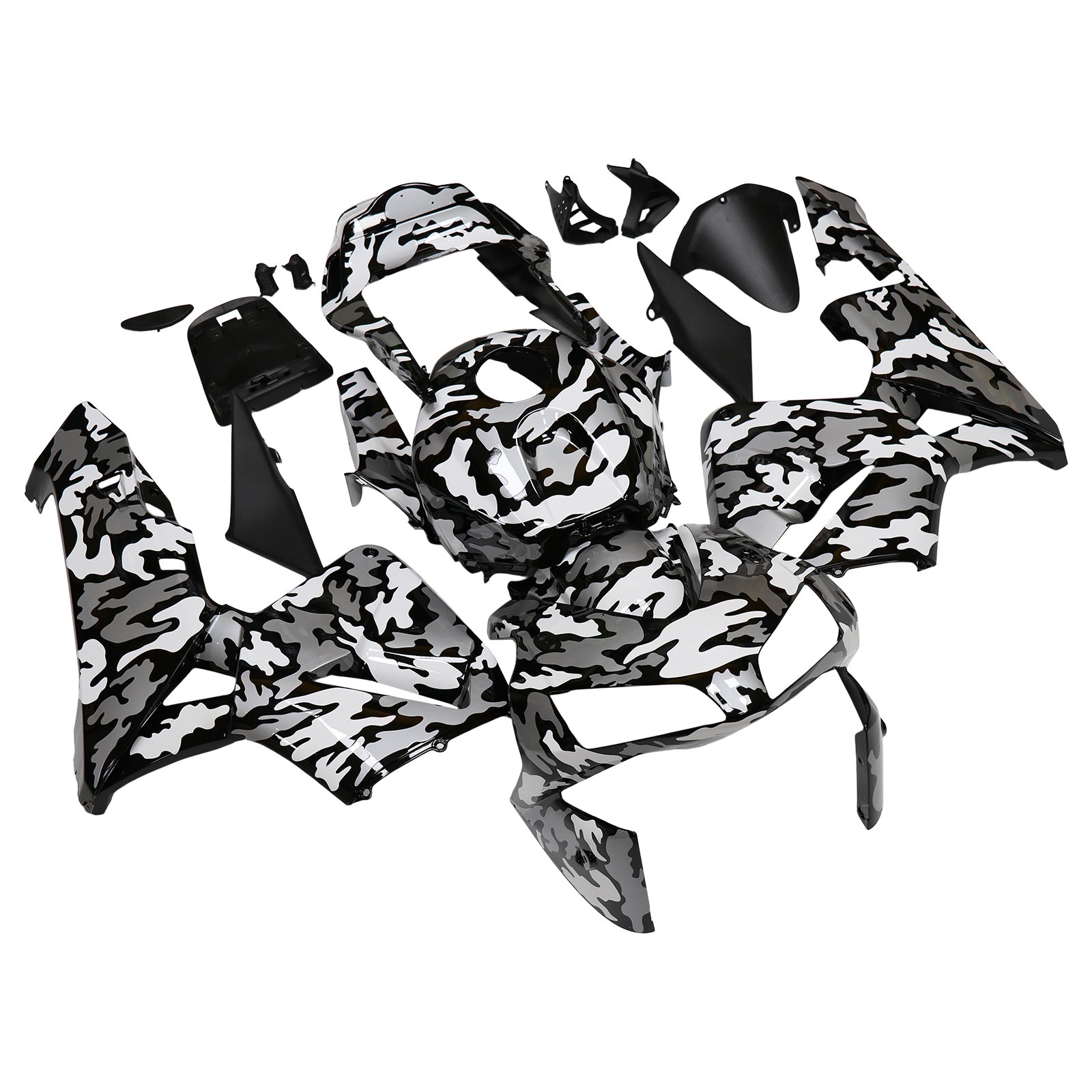 Fairings 2003-2004 Honda CBR 600 RR Blk Wht Silver Camouflage  Generic