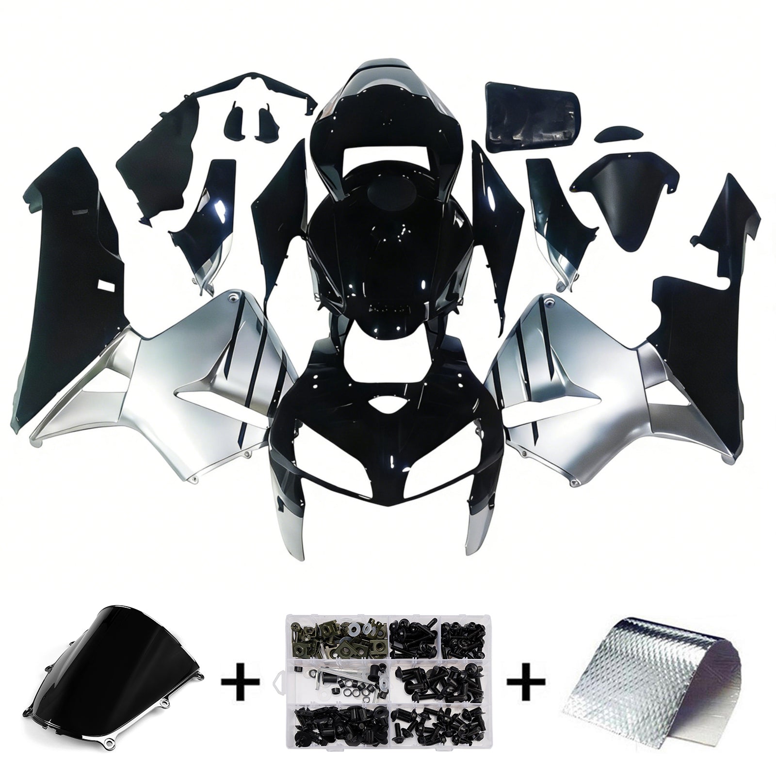 Carenados 2005-2006 Honda CBR 600 RR negro y plata CBR genérico
