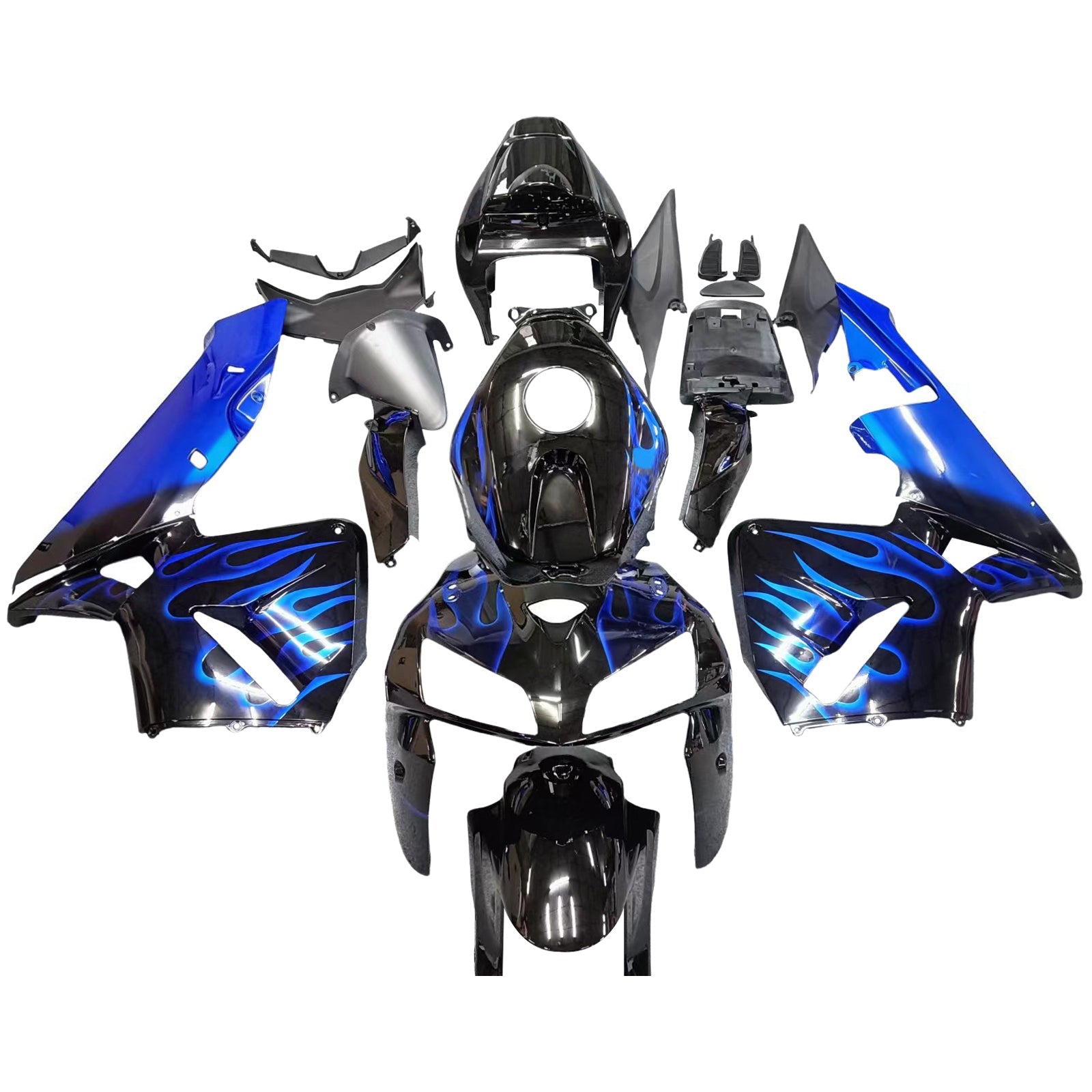 Fairings 2005-2006 Honda CBR 600 RR Black & Blue Flame Generic