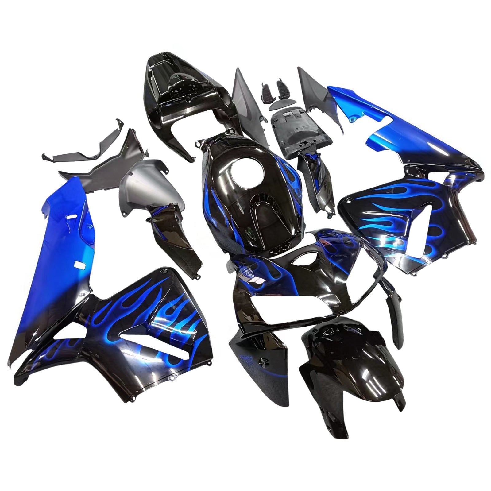 Fairings 2005-2006 Honda CBR 600 RR Black & Blue Flame Generic