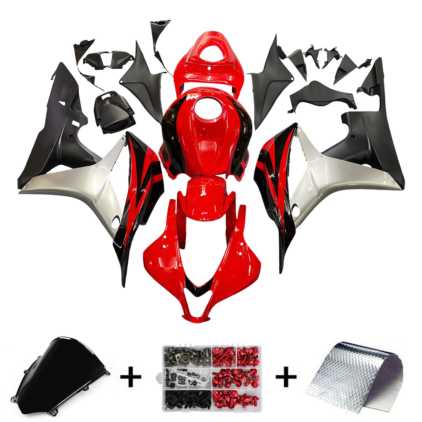 Fairings 2007-2008 Honda CBR 600 RR Red Black Silver Honda  Generic