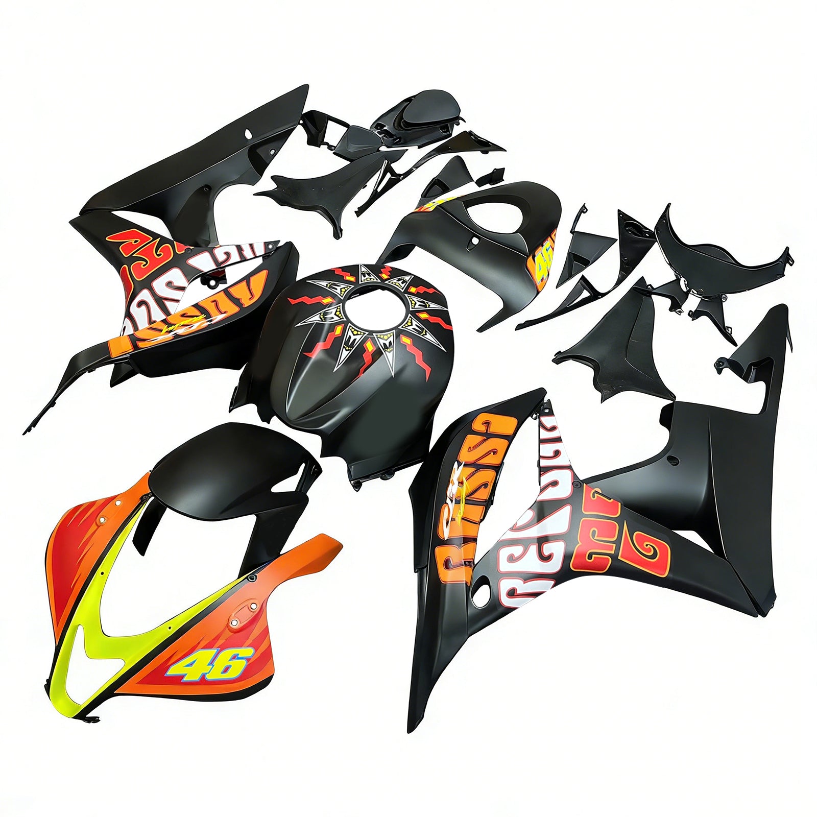 페어링 2007-2008 혼다 CBR 600 RR 블랙 발렌티노 로시 제네릭