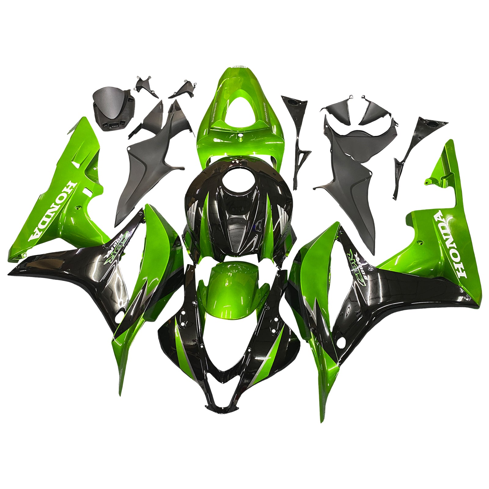 Fairings 2007-2008 Honda CBR 600 RR Metallic Black & Green Honda  Generic