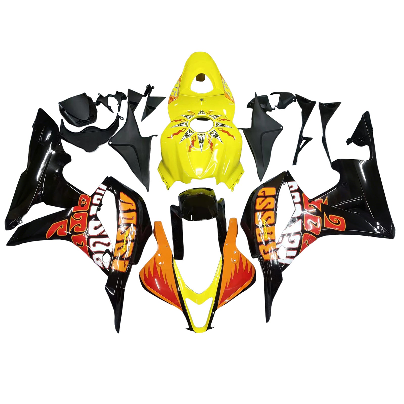 Fairings 2007-2008 Honda CBR 600 RR Yellow Black Valentino Rossi  Generic