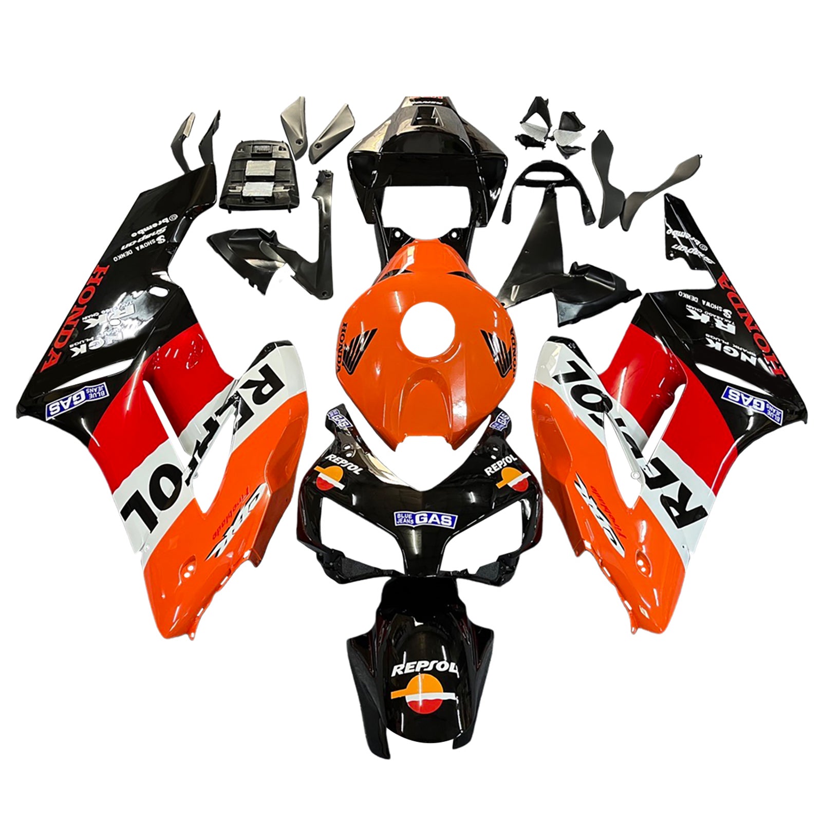Fairings 2004-2005 Honda CBR 1000 RR Black Orange Repsol  Generic