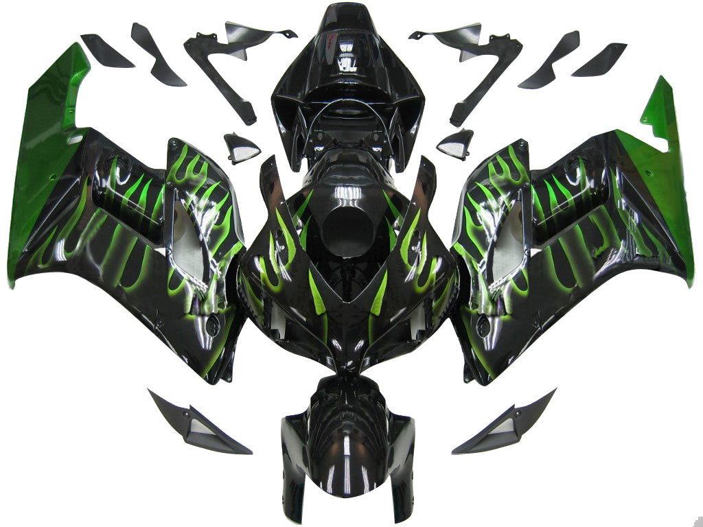 페어링 2004-2005 혼다 CBR 1000 RR 블랙 &amp; 그린 플레임 제네릭