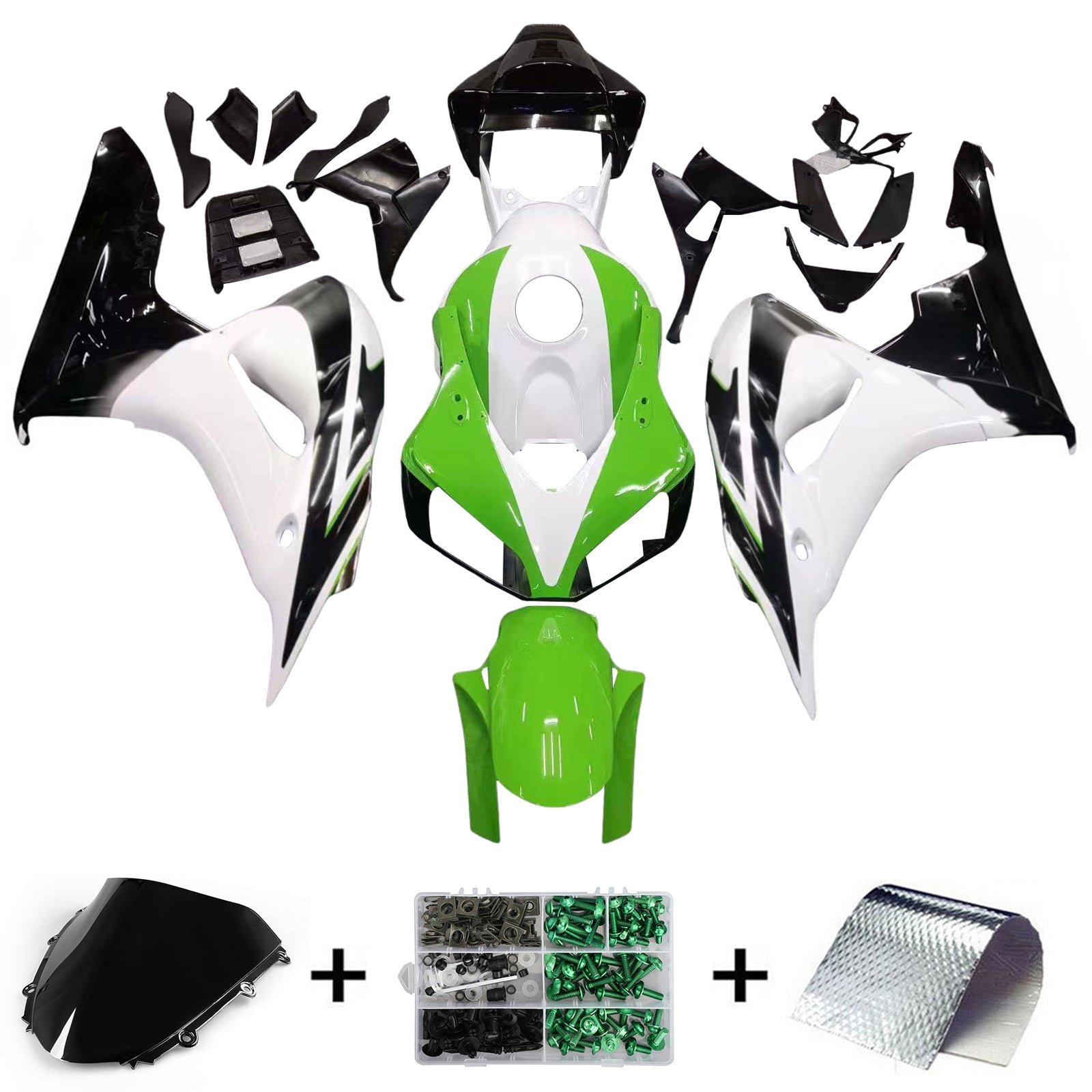 Fairings 2006-2007 Honda CBR 1000 RR White Green Black CBR Honda Generic
