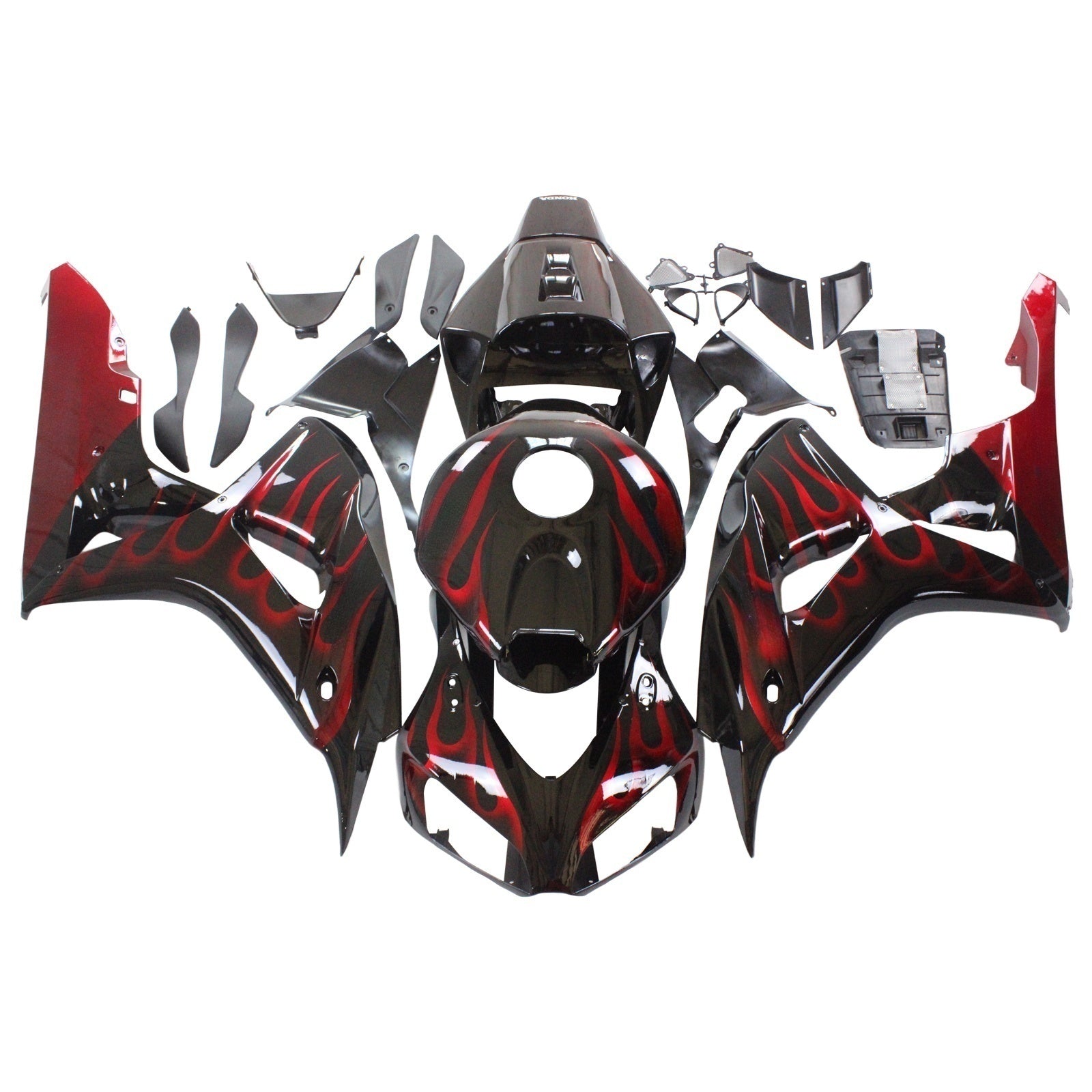 Fairings 2006-2007 Honda CBR 1000 RR Black & Red Flame  Generic