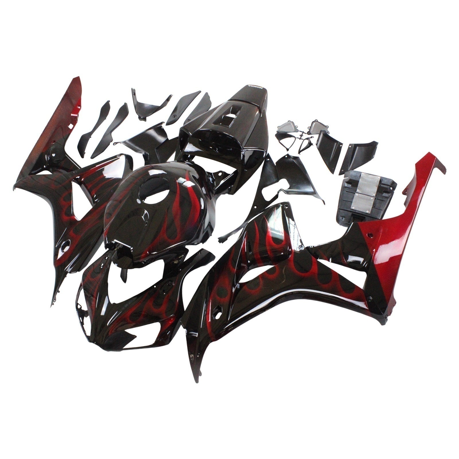 Fairings 2006-2007 Honda CBR 1000 RR Black & Red Flame  Generic