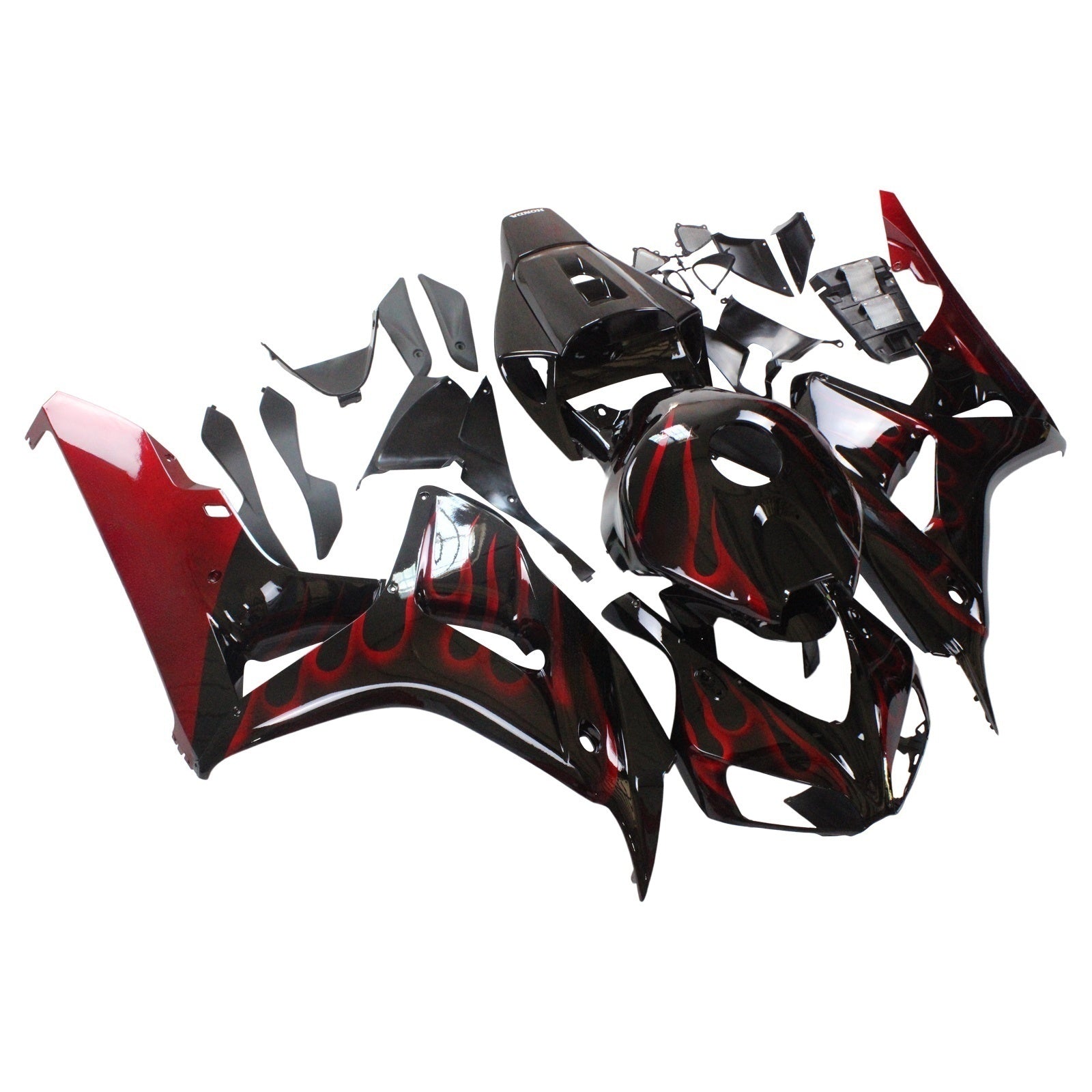 Fairings 2006-2007 Honda CBR 1000 RR Black & Red Flame  Generic