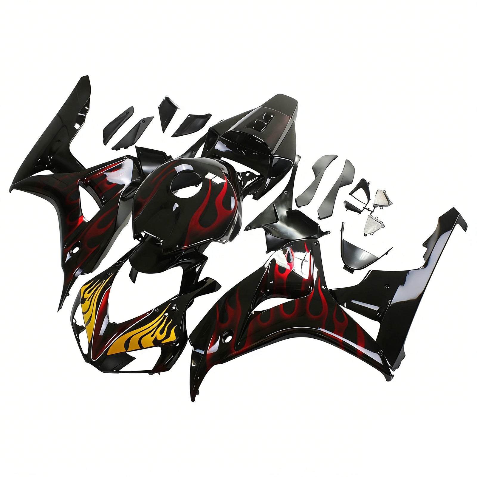 Fairings 2006-2007 Honda CBR 1000 RR Black & Red Flame Shark  Generic