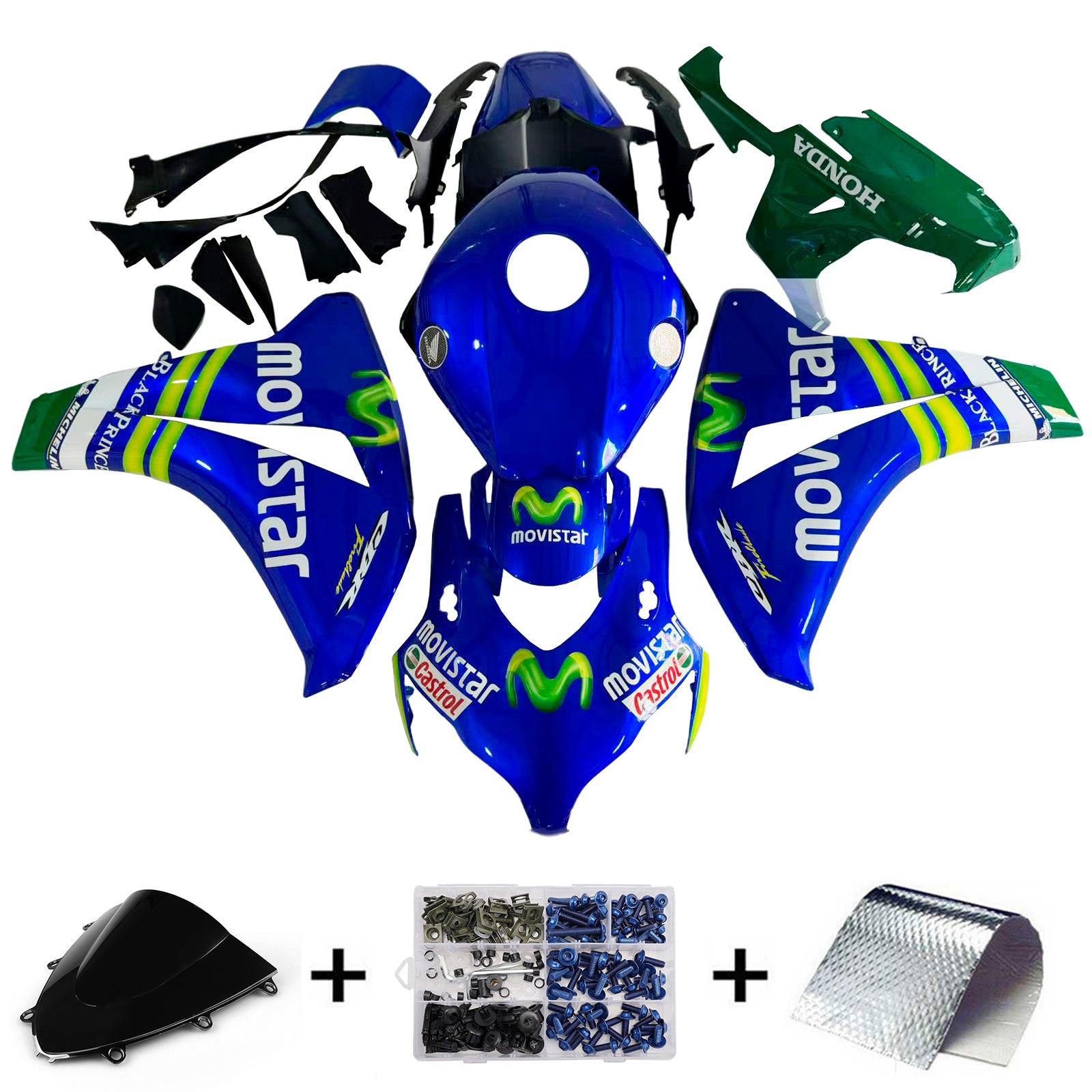 Fairings 2008-2011 Honda CBR1000 RR Blue Green Movistar  Generic