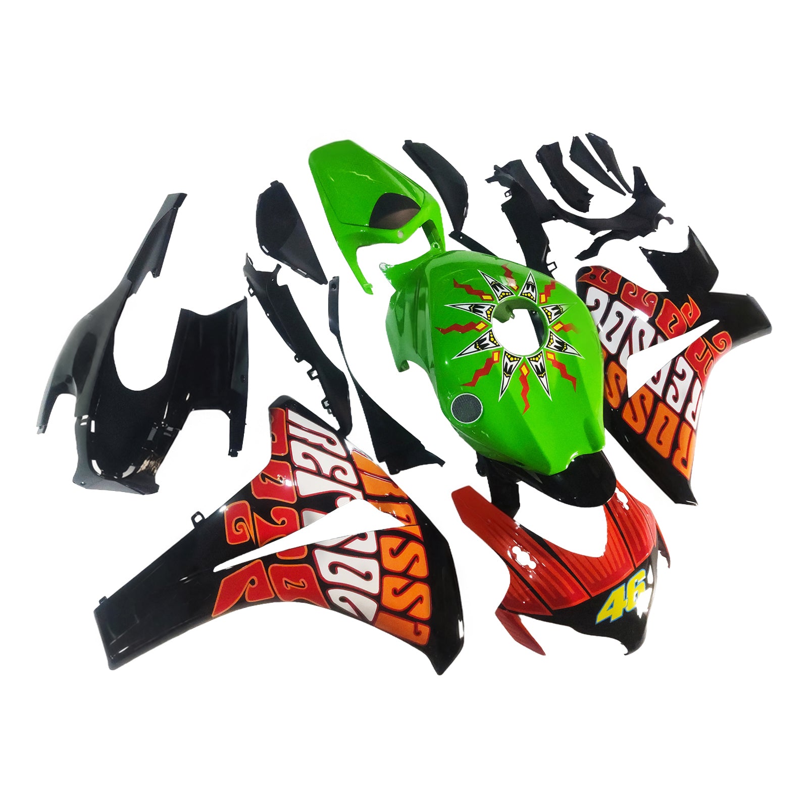 Fairings 2008-2011 Honda CBR 1000 RR Black Green Valentino Rossi   Generic