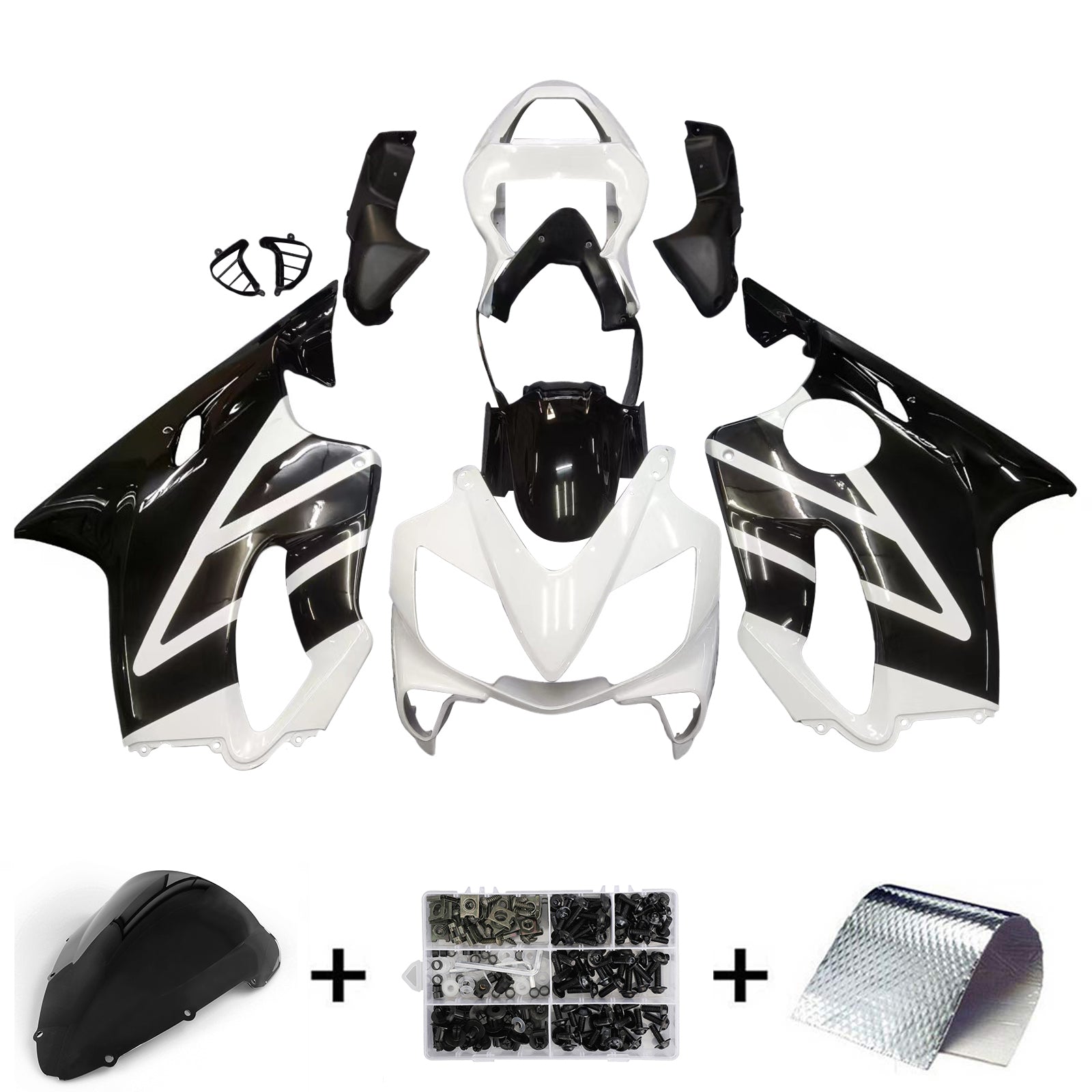 Carenados 2001-2003 Honda CBR600 F4i Negro y Blanco F4i Genérico