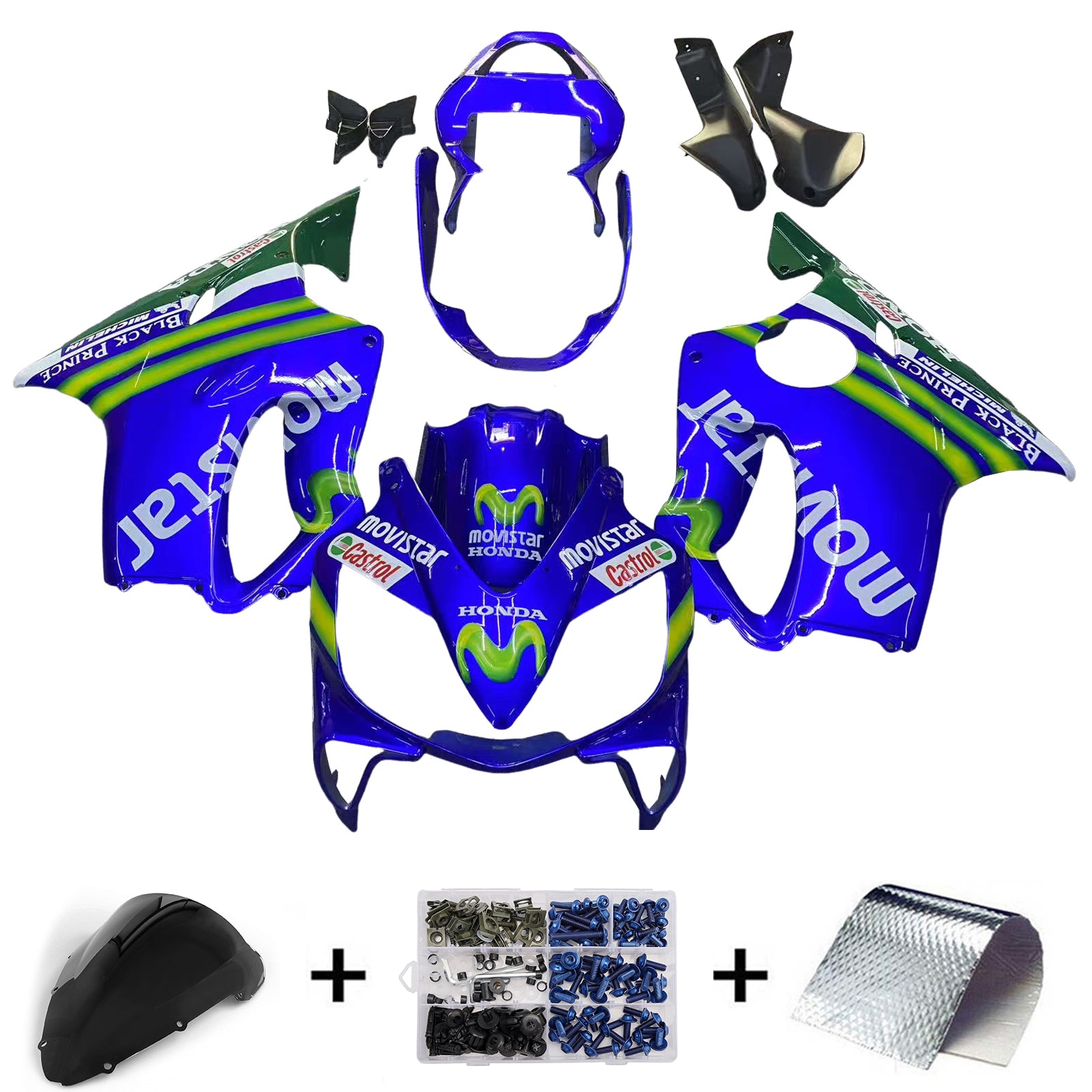 Fairings 2001-2003 Honda CBR 600 F4i Blue & Green Movistar  Generic