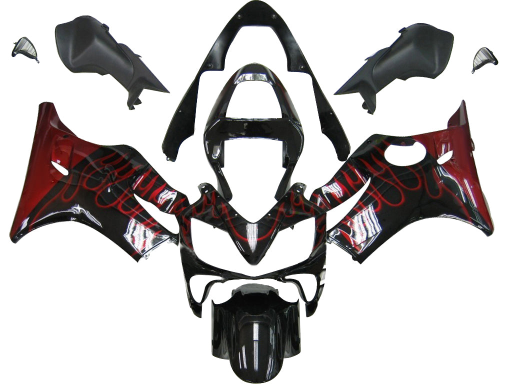 Fairings 2001-2003 Honda CBR 600 F4i Black & Red Flame Generic