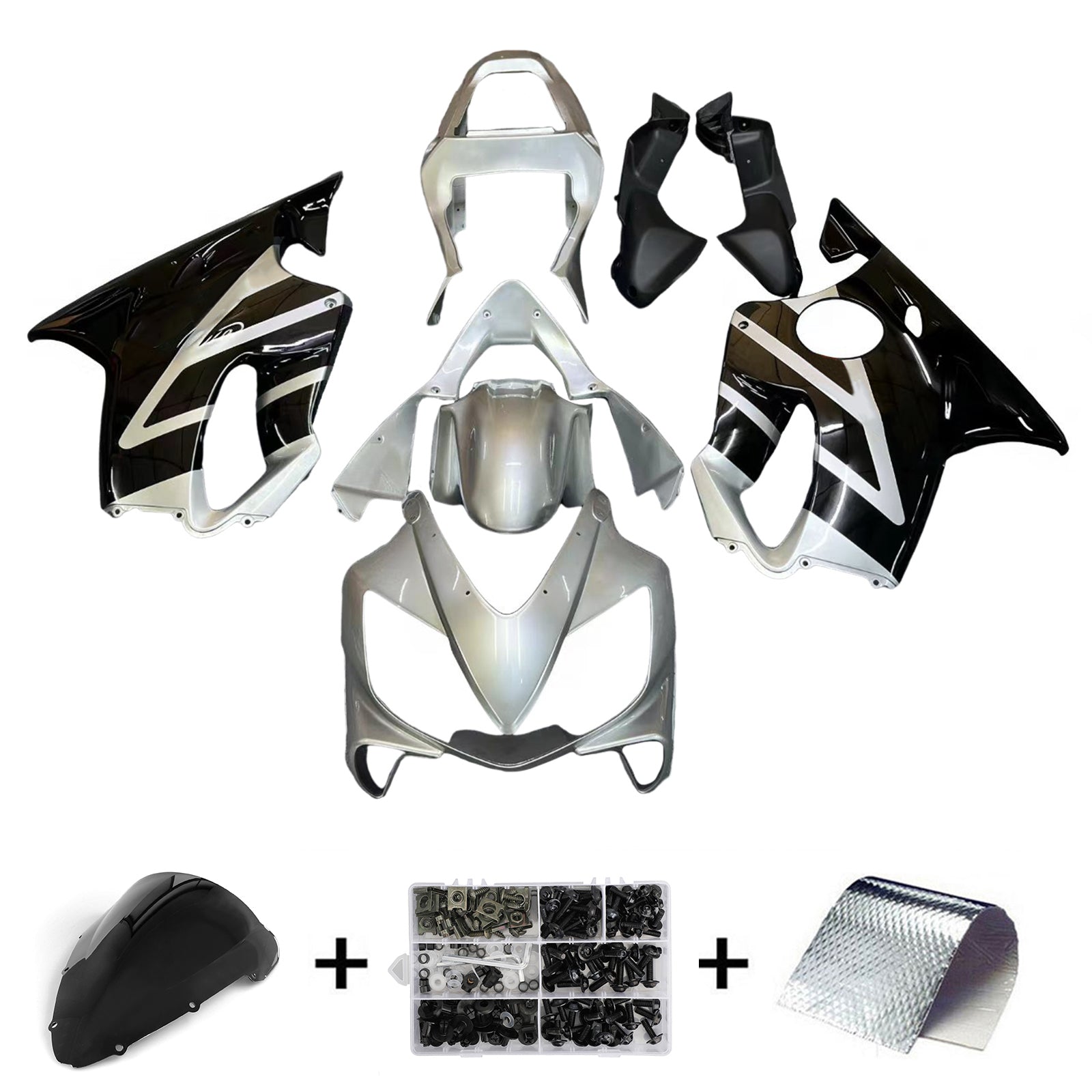 Carenados 2001-2003 Honda CBR 600 F4i Plata y Negro F4i Genérico