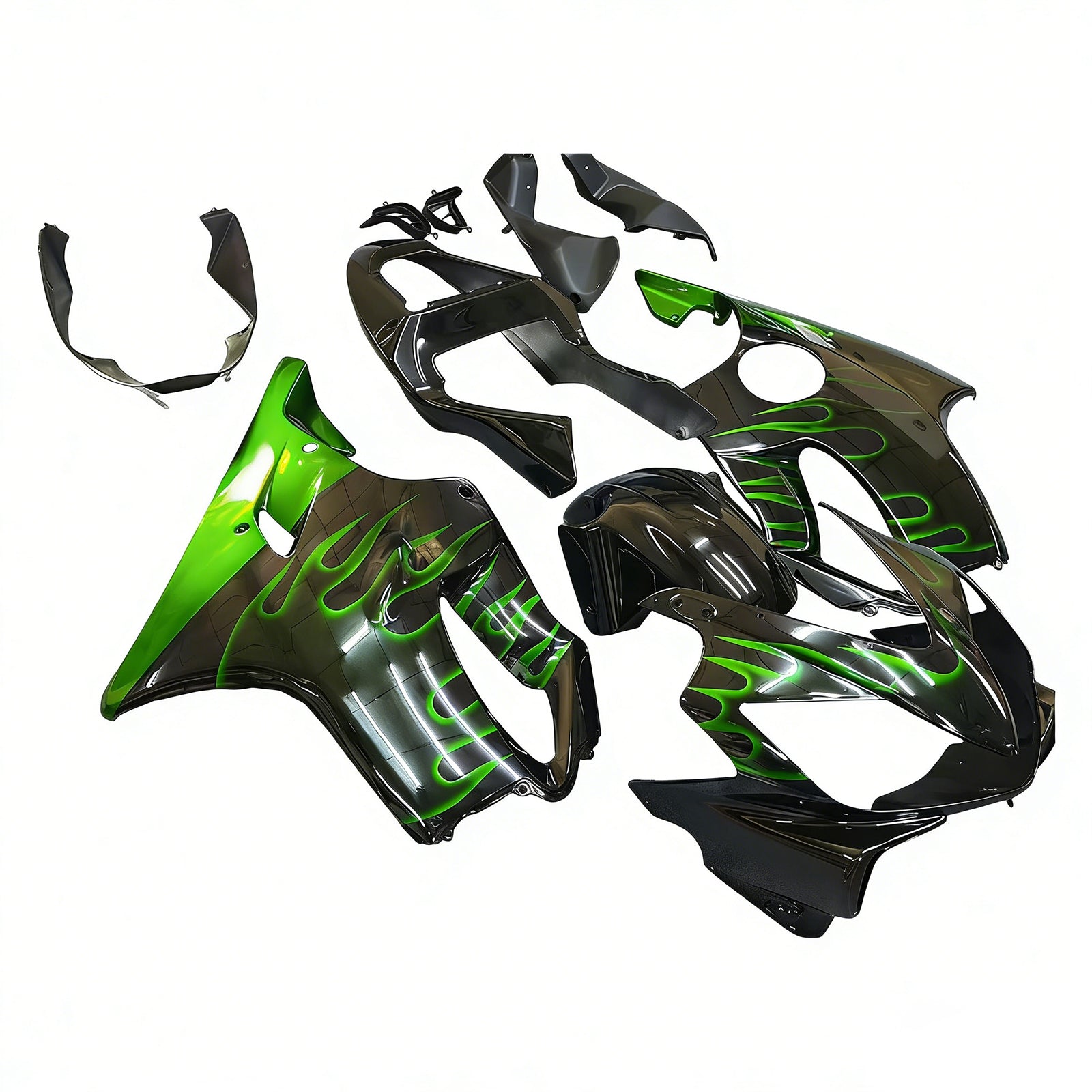 Fairings 2001-2003 Honda CBR 600 F4i Black & Green Flame  Generic