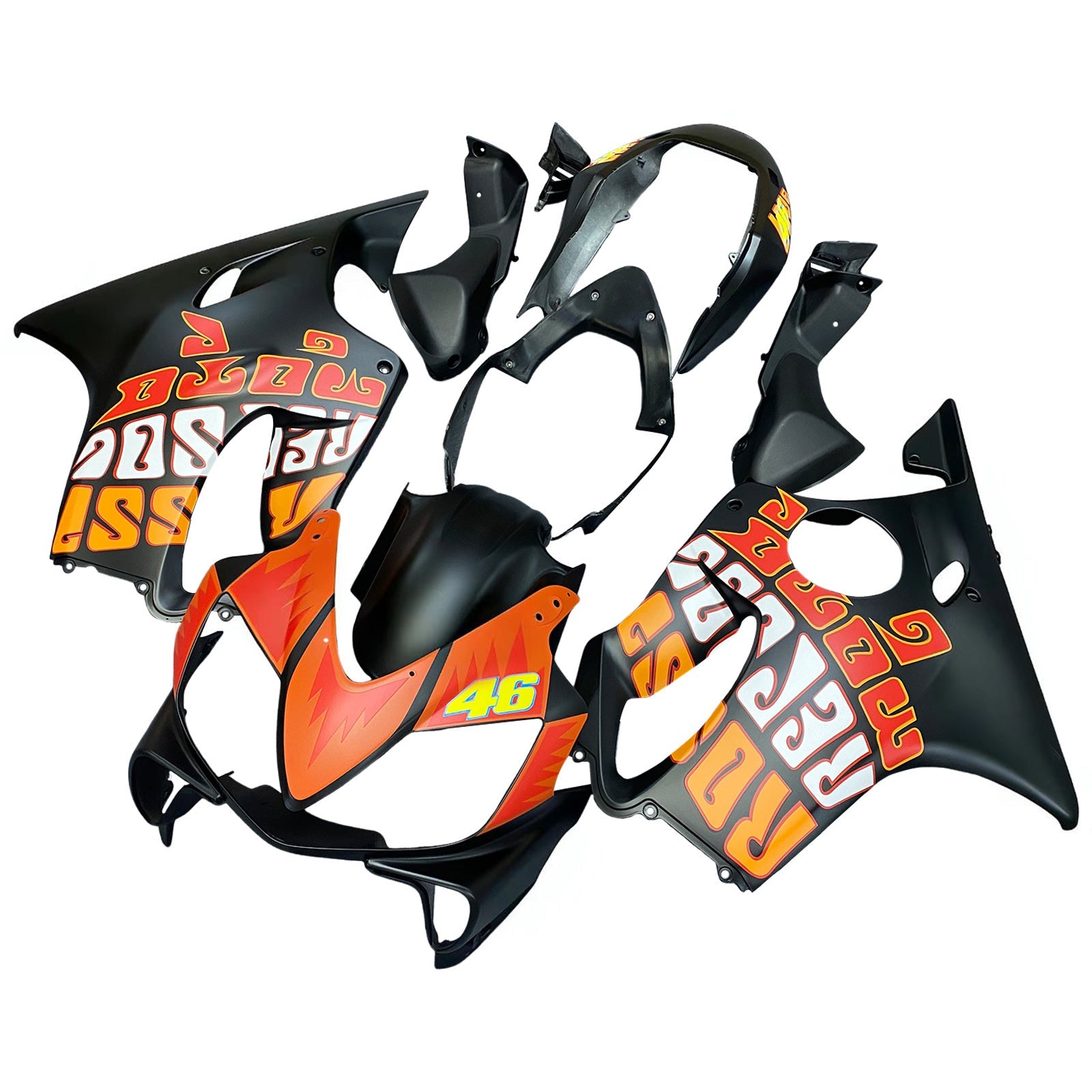 페어링 2004-2007 혼다 CBR 600 F4i 블랙 발렌티노 로시 제네릭