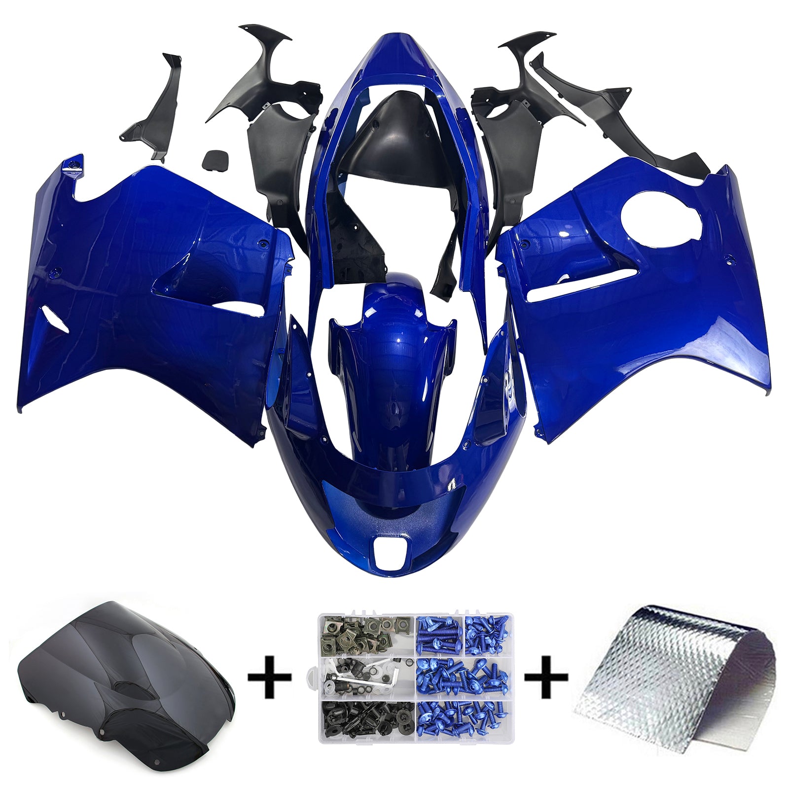 1996-2007 Honda CBR1100XX SuperBlackBird Blue with Yellow Logo Fairing Kit Bodywork ABS