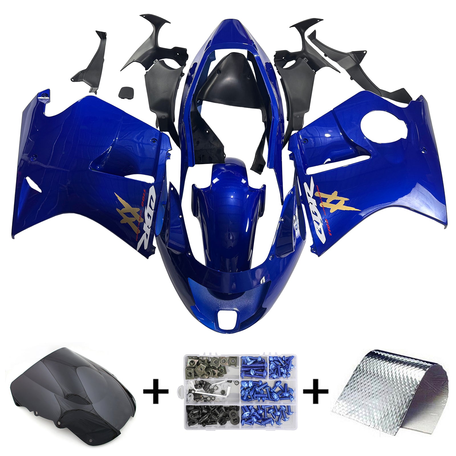 1996-2007 Honda CBR1100XX SuperBlackBird Blue with Yellow Logo Fairing Kit Bodywork ABS