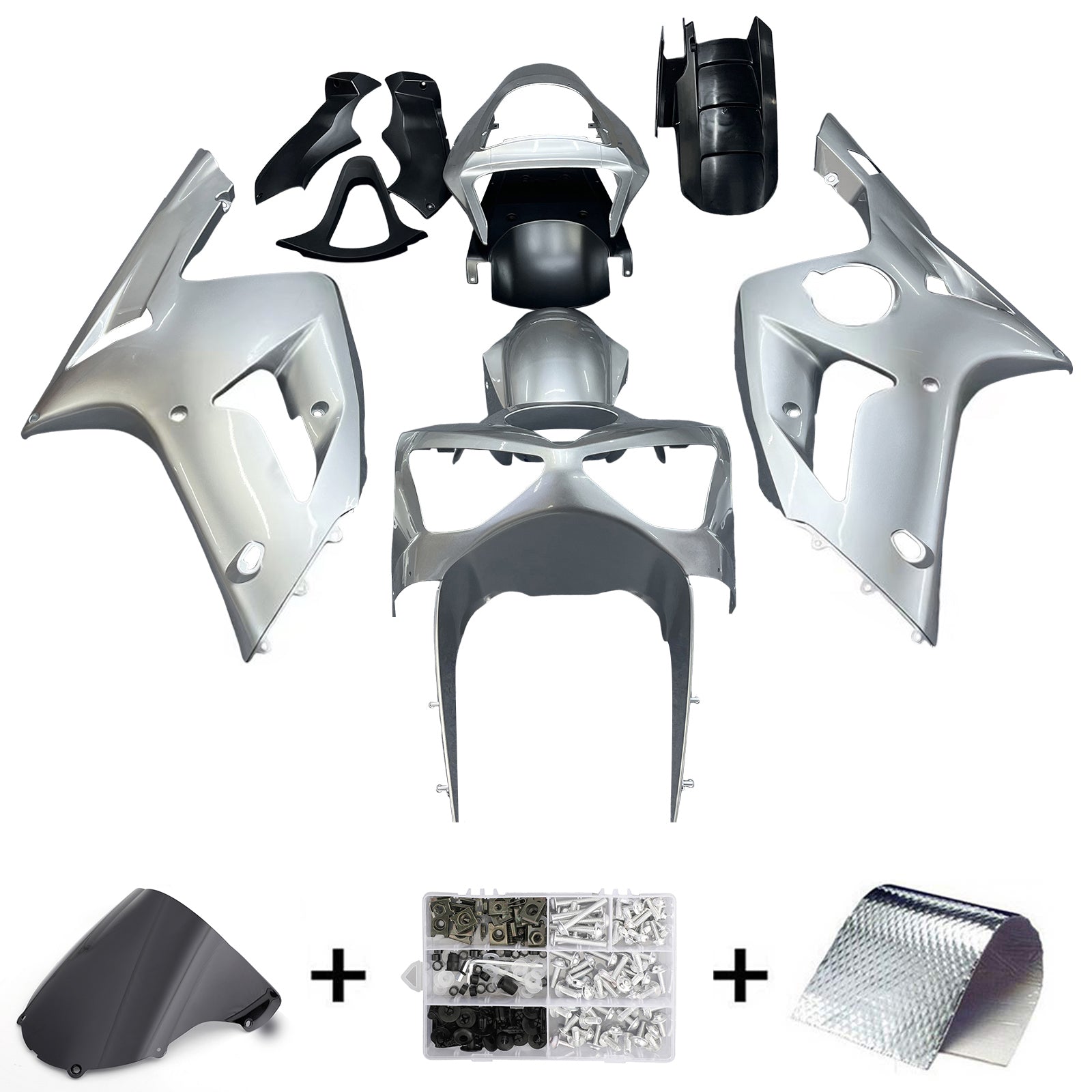 Fairings 2003-2004 Kawasaki ZX6R 636 Silver Ninja Generic
