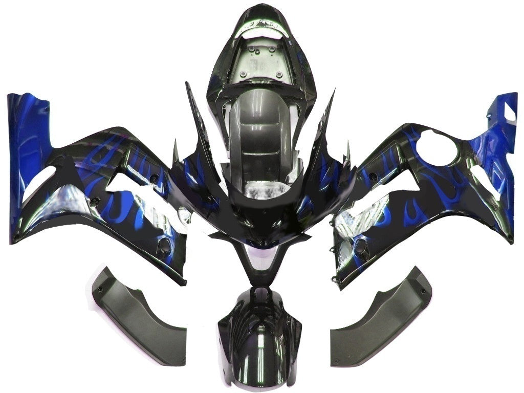 Fairings 2003-2004 Kawasaki ZX6R 636 Black & Blue Flame Ninja Generic