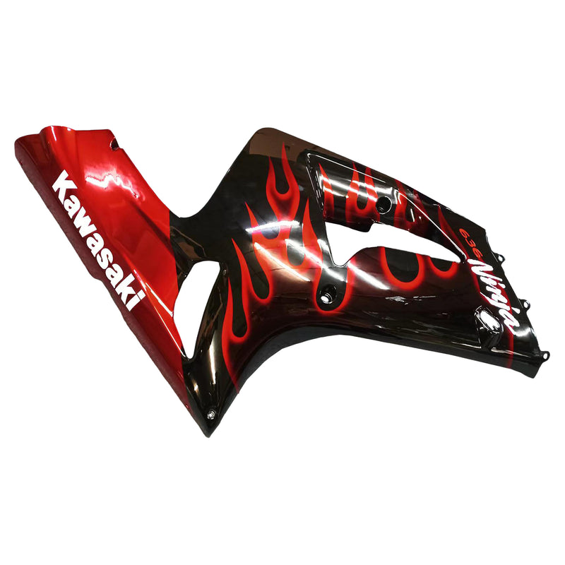 Fairings 2003-2004 Kawasaki ZX6R 636 Black & Red Flame ZX6R  Generic