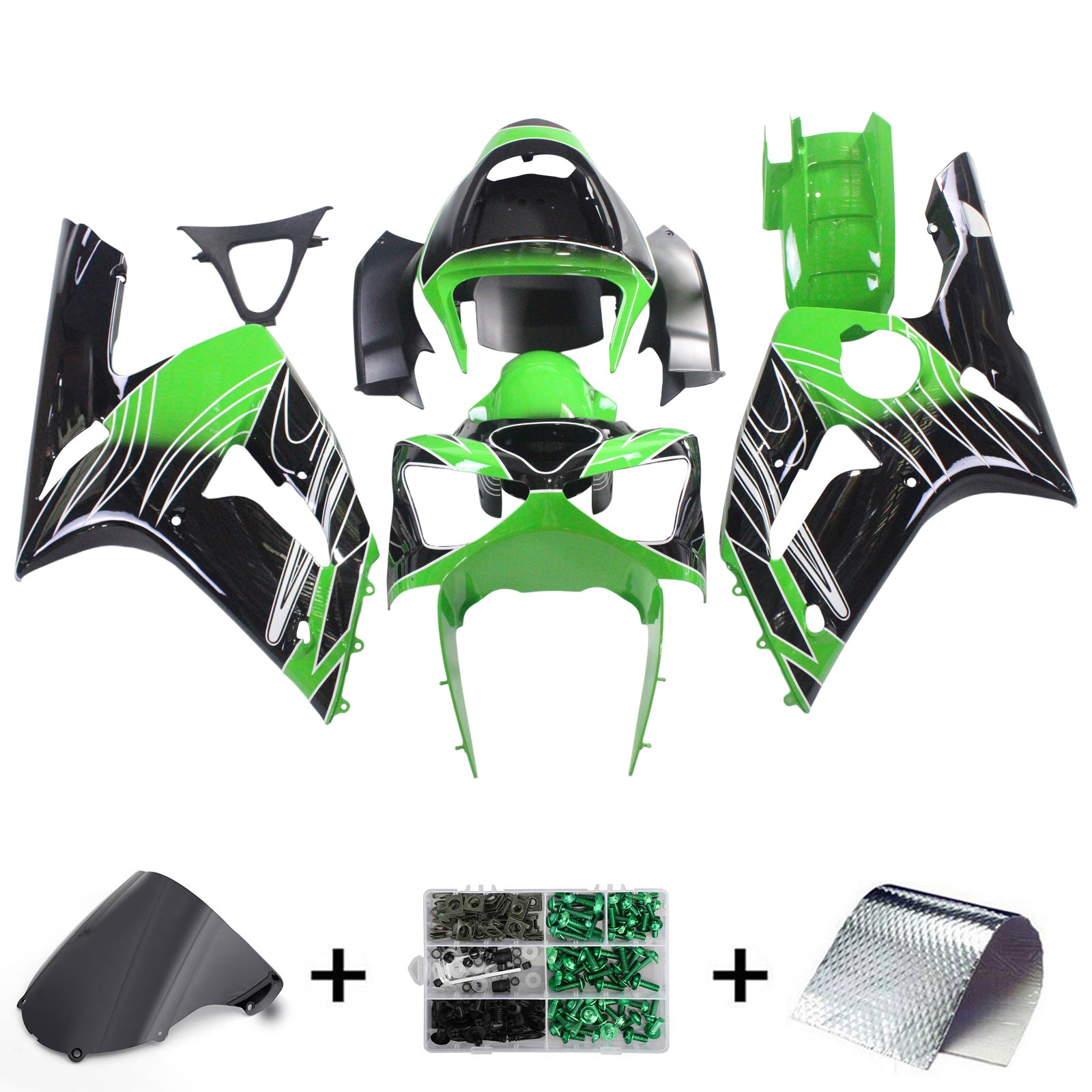 Injection Fairing Kit Bodywork Plastic ABS fit For Kawasaki ZX6R 636 2003-2004