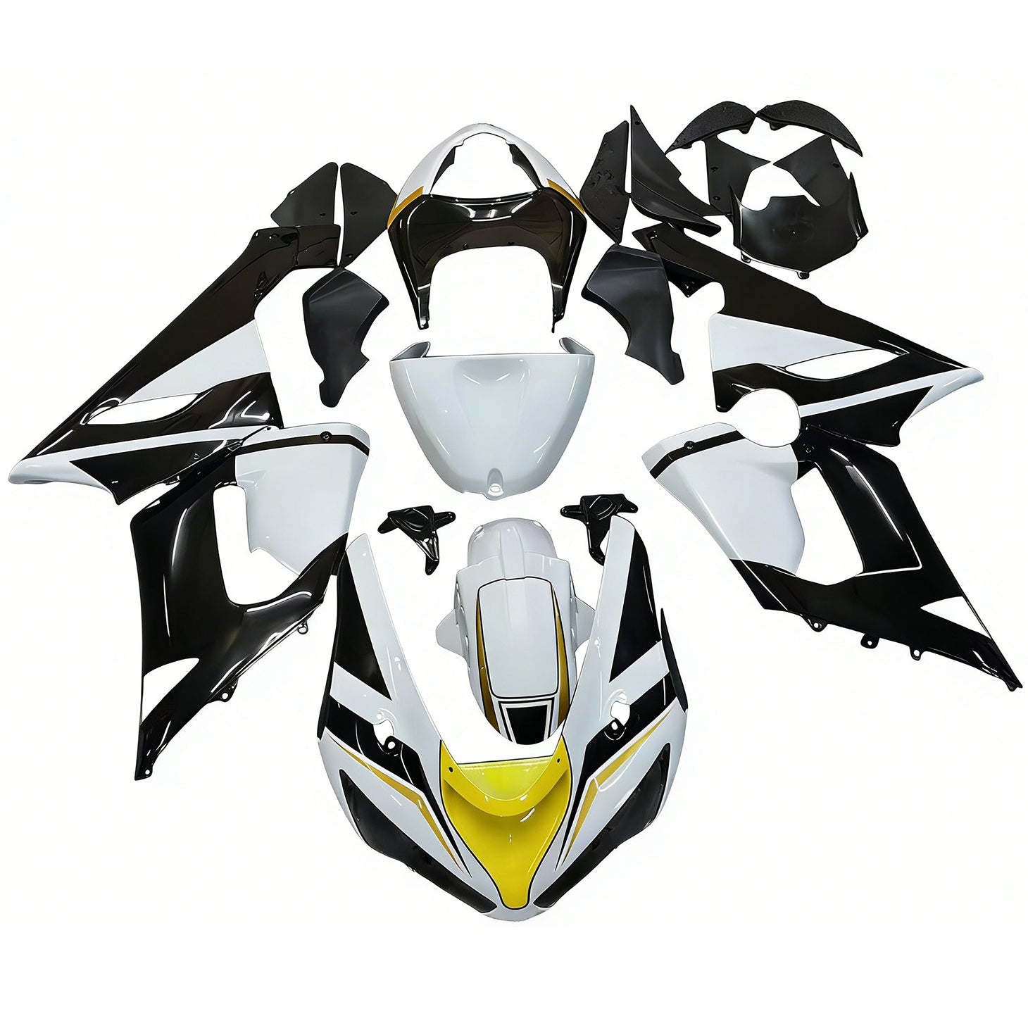 페어링 2005-2006 가와사키 ZX6R 636 블랙 화이트 옐로우 플레이보이 제네릭